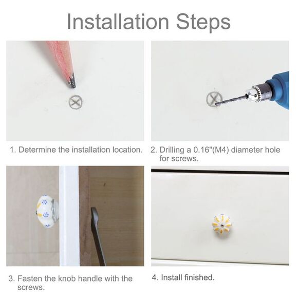 6pcs Vintage Knobs Floral Ceramic Pumpkin Drawer Handles Pulls Knob, Gazania - Picture 3 of 6